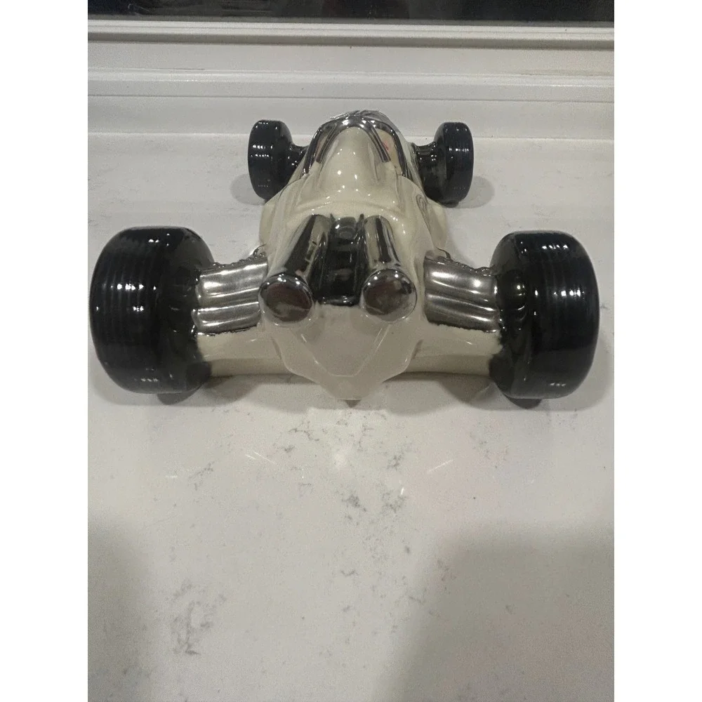 Vintage Heritage China Race Car Decanter Indy Style Number 21 Ceramic Cream Blue